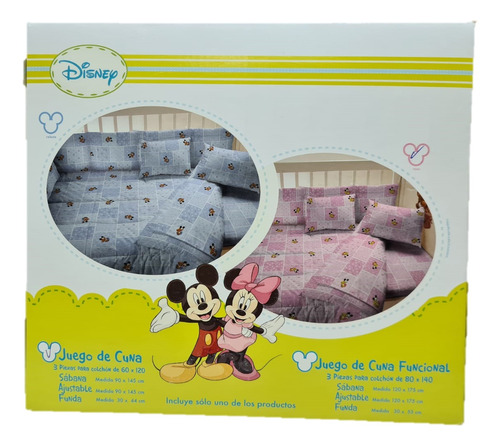 Jgo Sábanas Cuna Disney Minnie Piñata Oficial Algodón 60x120