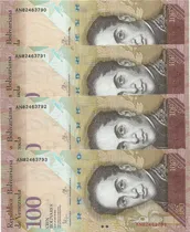 Comprar 2 Billetes Consecutivos Bsf. 100  - An8 Junio 23 2015