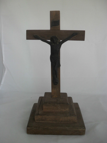 Impresionante Cristo De Bronce 100 Anos Base De Madera