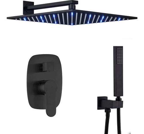 Ayivg Sistema De Ducha Negro Mate De 12 Pulgadas Led Cuadrad