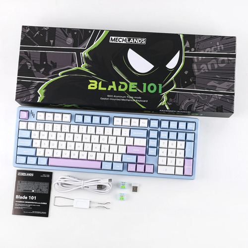 Teclado Mecanico Gamer Mechlands Blade 101 Wireless Tri Mode Azul Inglés Internacional