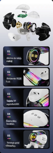 Altavoz Bluetooth Reloj Despertador Fm Diseño Robot Con Rgb