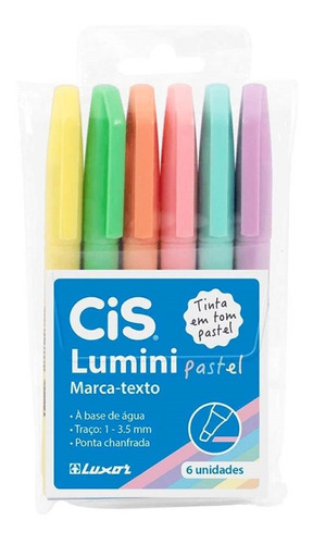 Caneta Marca Texto Cis Lumini Pastel 6 Cores