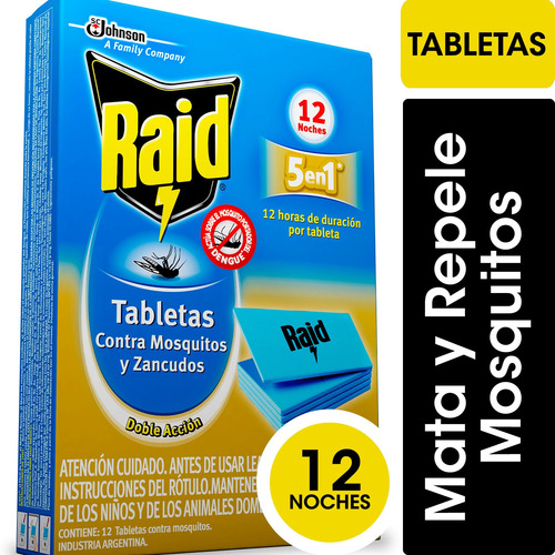 Imagen 1 de 2 de Raid Eléctrico Tabletas Mosquitos Y Zancudos Recarga 12un
