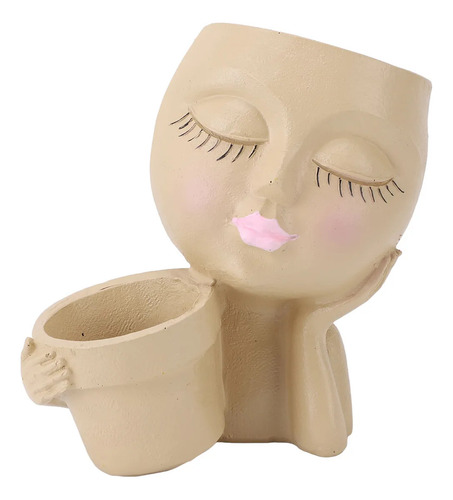 Maceta De Resina Con Forma De Cara, Resistente A La Decolora