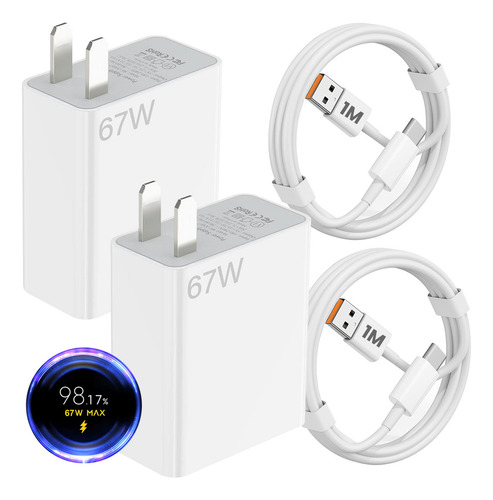 Gytuiv 2pcs 67w Xiaomi Super Fast Charging Tipoc 2pcs 1m Cable Para Xiaomi 11 Ultra/11 Pro/civi 1s Xiaomi 12/12x Xiaomi Note10pro Redmi Note11pro/11tpro/ Pro+/11e Redmi K50/k50pro/k40 K50pro/k40s