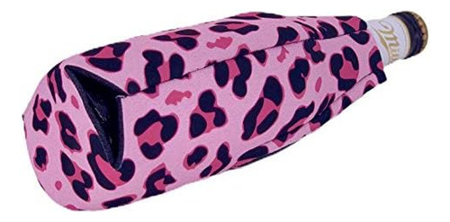 Botella De Cerveza Con Estampado De Leopardo Coolie (1, Rosa