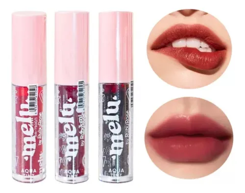 Combo X3 Tinta Aqua Labial Ruby Rose Melu Labios Perfectos