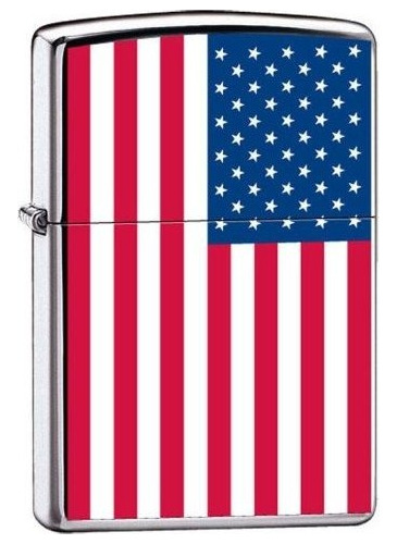 Encendedor Zippo  Bandera De Los Estados Unidos , Cromo De A