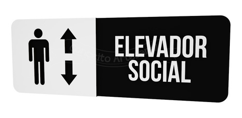 Imagem 1 de 2 de Placa Preta Elevador Social Hotel Consultório Restaurante