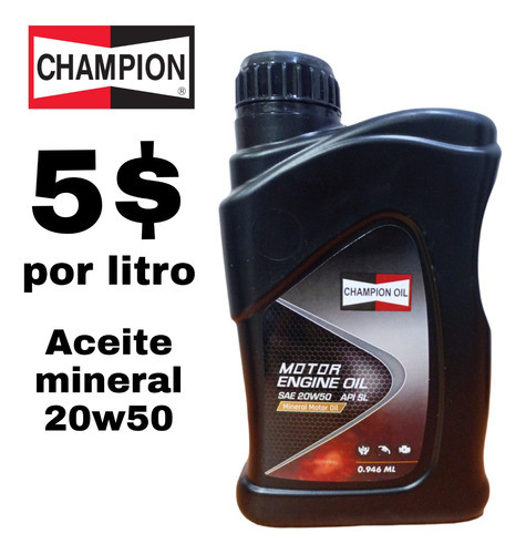Aceite Mineral 20w50 Marca Champion