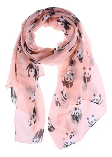 Zx Bufanda Casual De Gasa Rosa Con Diseño De Panda For Mujer