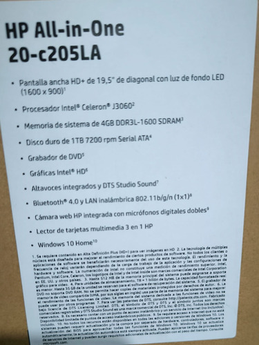 Pc Escritorio Hp 20-c205la Intel Celeron 240gb Ssd 8gb Ram (Usado)