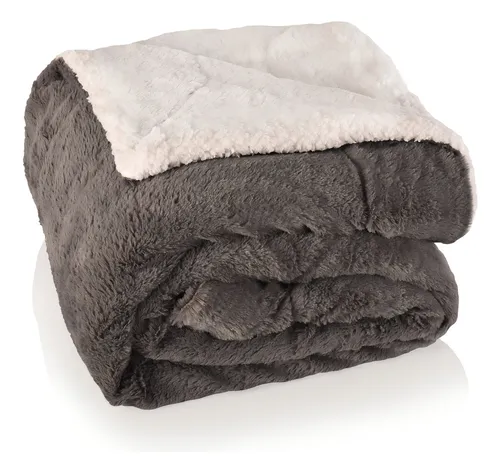 Frazada Reversible Polar Sherpa 2 Plazas 180x200 - Mintt Color Negro