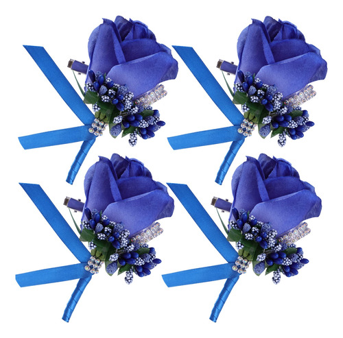 Spirit Up Art Juego 4 Ramillete Boutonniere Color Azul Rey