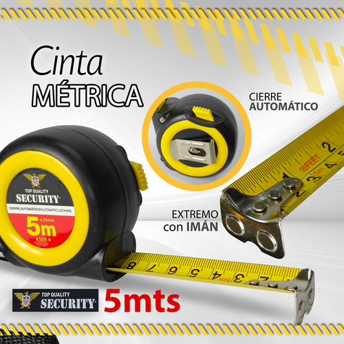 Cinta Metrica 5mts Security C/iman Y Cierre Automatico/08549