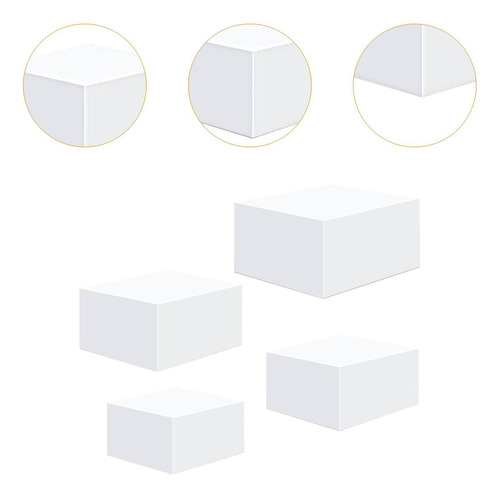 4x Acrílico Display Riser Caixa Comida Riser Branco M