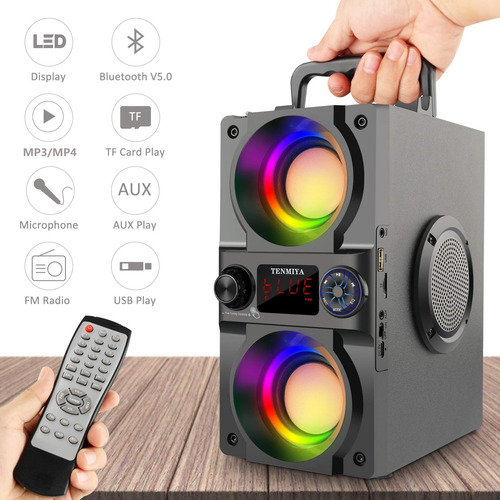 Altavoz Bluetooth 40 W, Portátil Con Luces Y Subwoofer