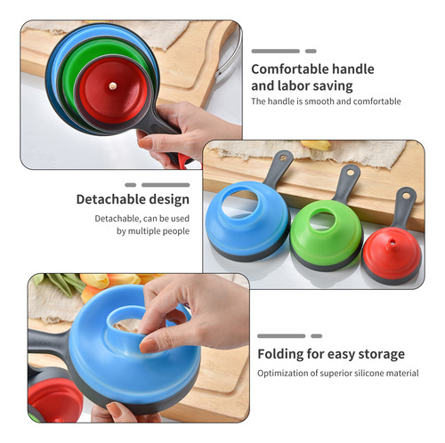 Set De Embudos De Cocina Plegables De Silicona Para Boca Anc