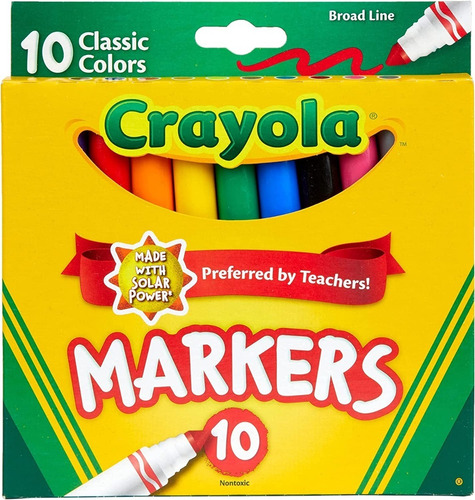 Marcadores Gruesos Crayola 10 Piezas Colores Clásicos