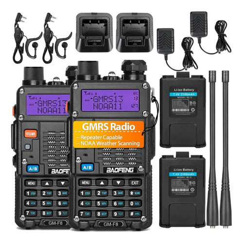 Gm-f8 2 Radios Walkie Talkie Gmrs Recargables De Dos Vías Co