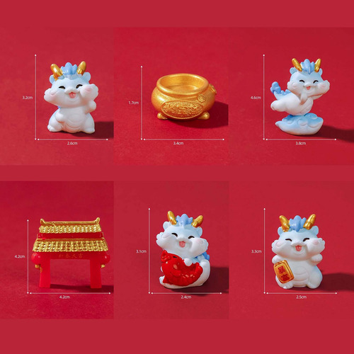Mini Figura De Dragón Decorativa Para Chimenea, 6 Uds.