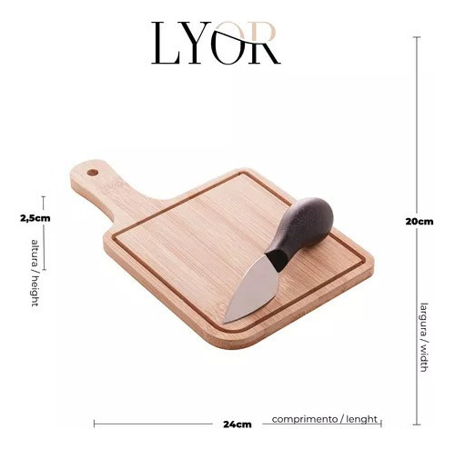 Conjunto Para Queijo Tábua De Bambu E Faca 12x20 Cm Cor Madeira