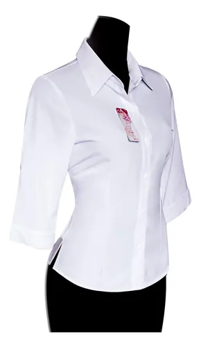 Blusa blanca manga tres cuartos sale