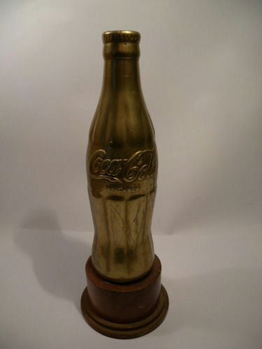 Coca Cola Botella En Bronce 50 Aniversario Publicidad Bar