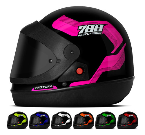 Capacete Masculino Sport Moto 788 Verde Pro Tork Tamanho Do Capacete 58 Cor Rosa Cor Da Viseira Fum