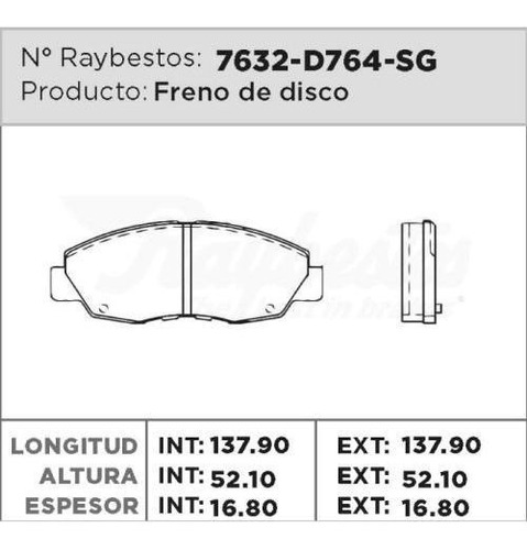 Balata Freno De Disco Para Honda Accord Coupe V6 98-01