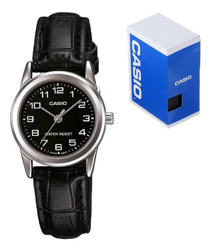 Reloj Casio Dama Ltp-v001l-1b, Caja De Acero,correa De Cuero