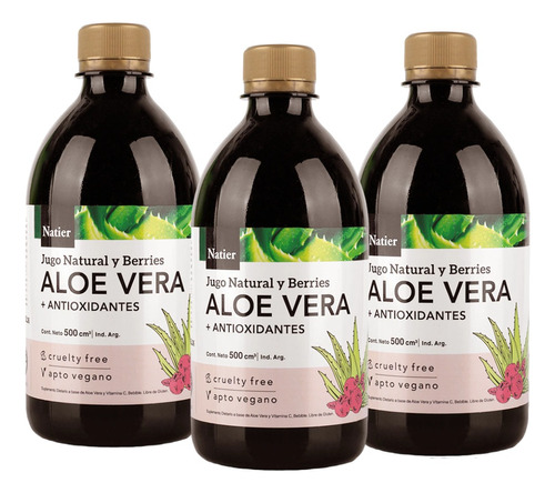 Aloe Vera Bebible Berries X3 Natier Elimina Toxinas 500ml