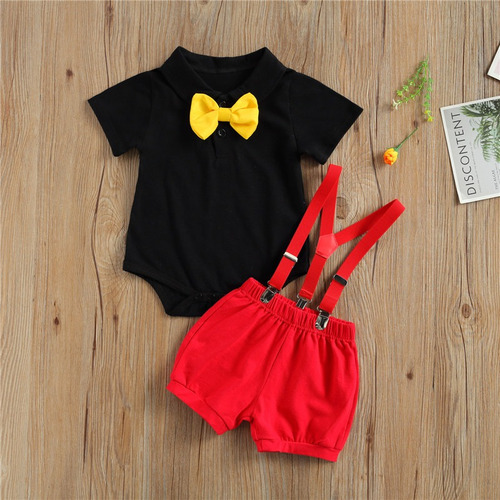 Disfraz De Mickey Mouse Para Bebé Niño Traje De Cumpleaños Negro 0-6 Meses