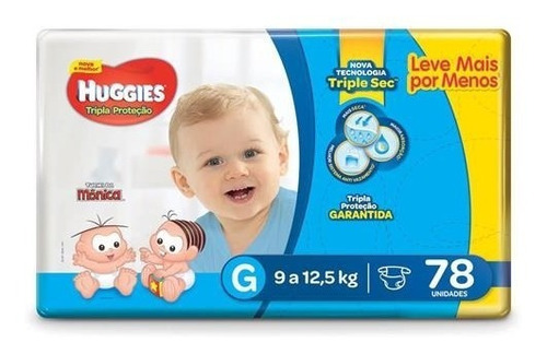 Fralda Huggies Tripla Proteção G Com 78 Unidades