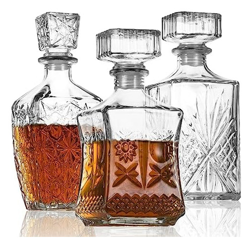 Lawadach Liquor Decanters Whisky Decanter Juego De 3 Botella