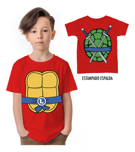 Polera Niños Tortugas Ninja Leonardo Doble Algodón Wiwi