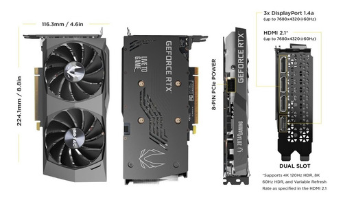 Imagen 2 de 9 de Tarjeta Gráfica Para Juegos Zotac Gaming Geforce Rtx 3050 Tw