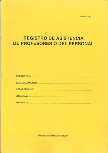 Registro De Asistencias De Profesores Y Del Personal Mensual