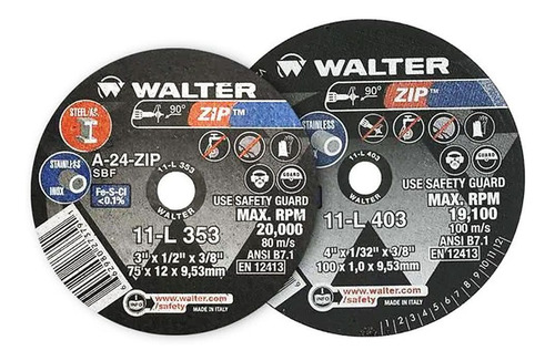 Disco De Corte 3 X 1/16 X 3/8 Zip Cut 11l313 - Walter