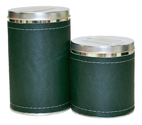 Combo Yerbera Azucarera Latas Duo Verde Eco Cuero Set Kit