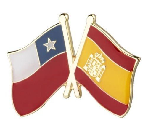Pin Broche Banderas Dobles Chile - España Esmaltado