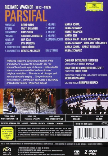 Wagner - Parsifal - Jeruasalem Randova Stein - 2 Dvds.