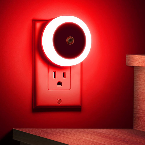 Briignite 4 Pack Luz Nocturna Led Roja, Sensor De Anochecer