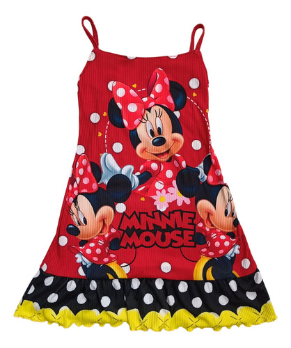 Vestido Para Niña Niñas De Minnie Mimi Mouse Fresco Y Suave