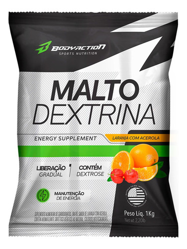 Maltodextrina Dextrose Hard Grow Soldiers Body Action - 1kg Sabor Laranja Com Acerola