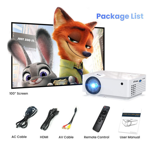Proyector Groview, Mini Proyector Bluetooth 1080p Con De De