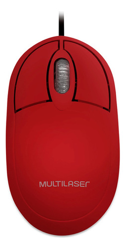 Mouse Óptico Com Fio Usb Multilaser Branco Elegante 1200 Dpi Cor Vermelho