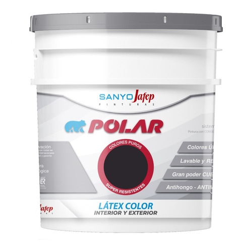 Látex Polar Color Negro Angola Mate 0,5lt Sanyo Jafep Envío