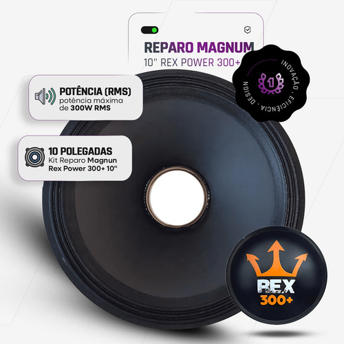 Kit Reparo Magnum 300+ 10 Polegadas Woofer 600w 4 E 8 Ohms